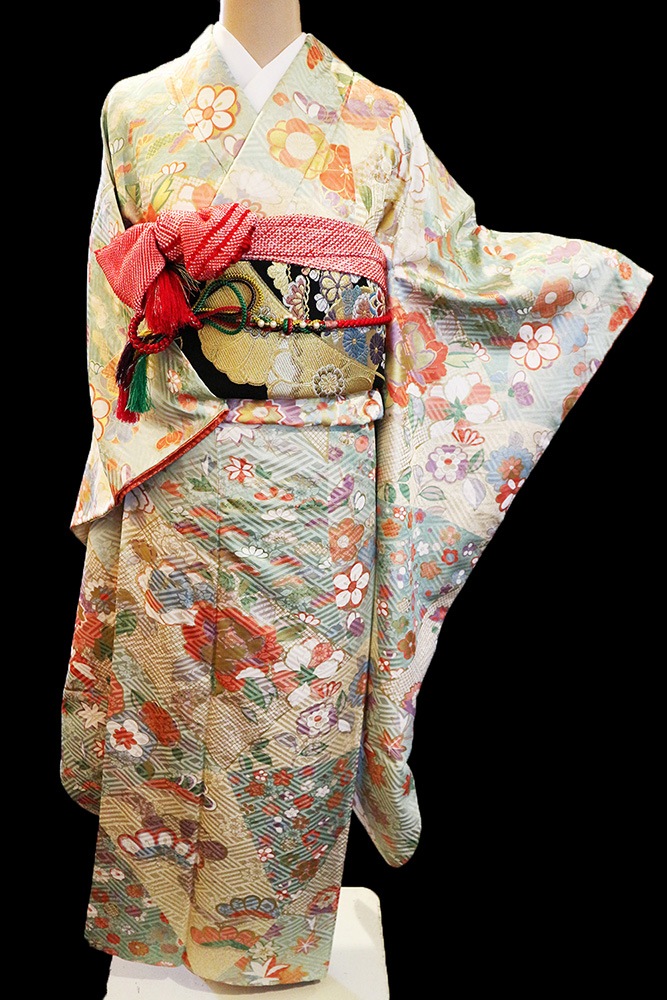 丹後ちりめん振袖レンタルフルセット「牡丹松梅」往復送料無料