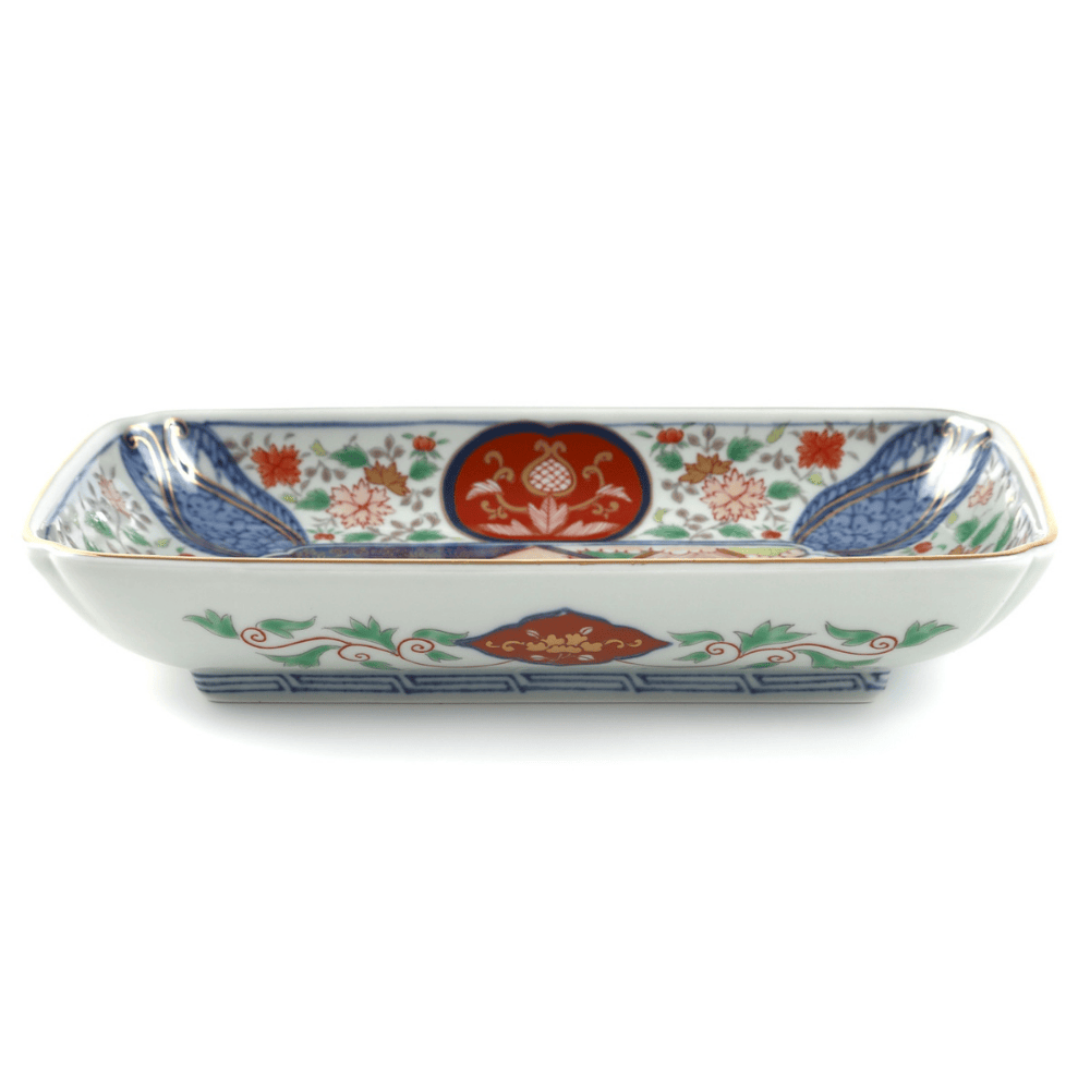 限定品】金襴手菖蒲桜花紋楕円盛皿(化粧箱入)【林九郎窯】｜創亭やぶき