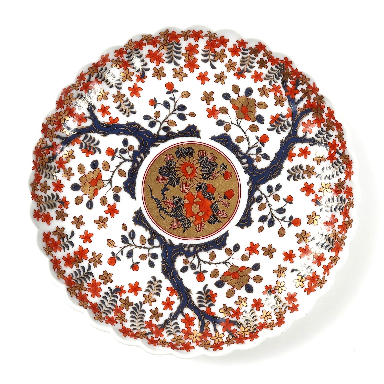 林九郎】錦桜樹紋菊割5号皿【波佐見焼】｜創亭やぶきたオンライン