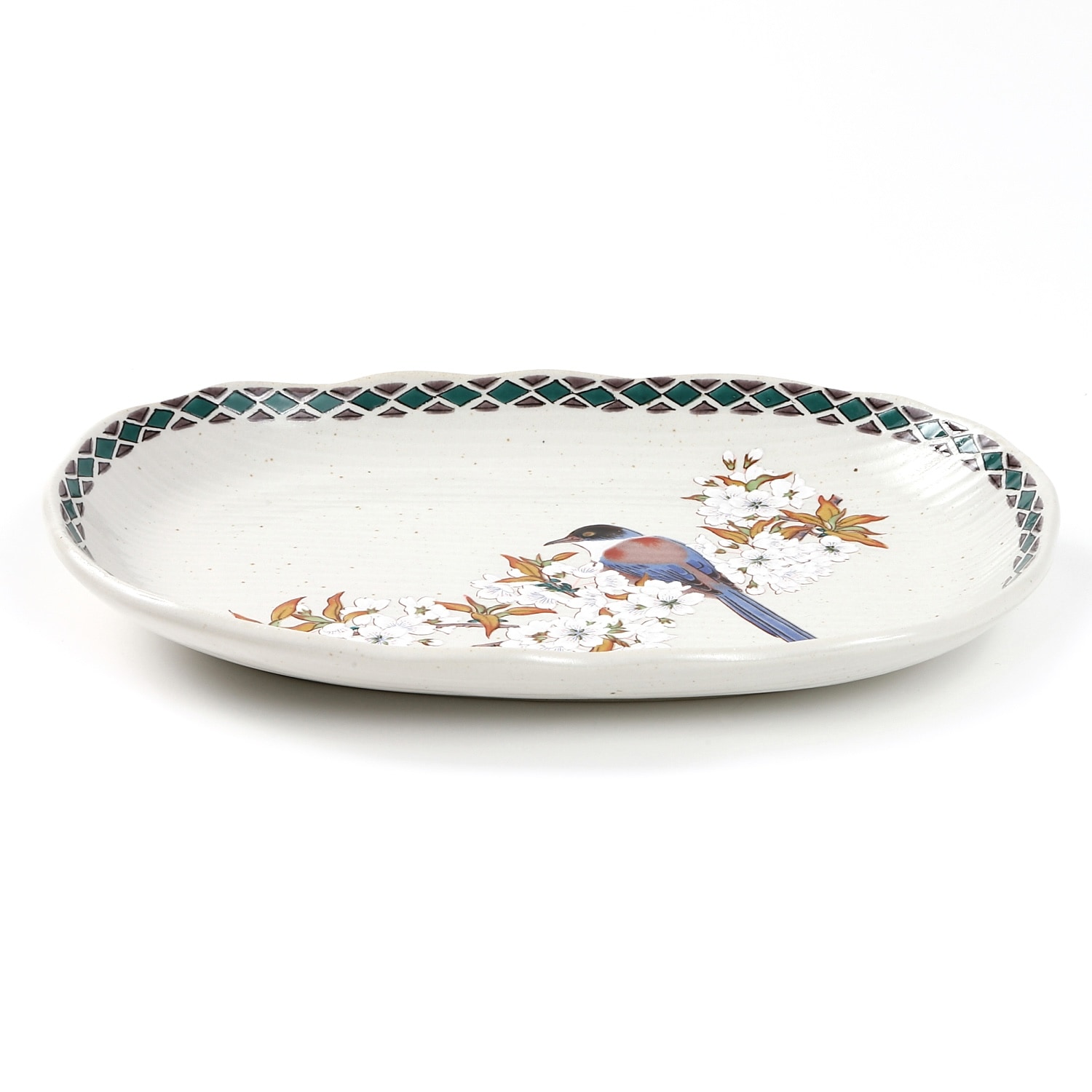 九谷焼】6.5号皿・山桜に鳥【九谷白雅】創亭やぶきたオンライン