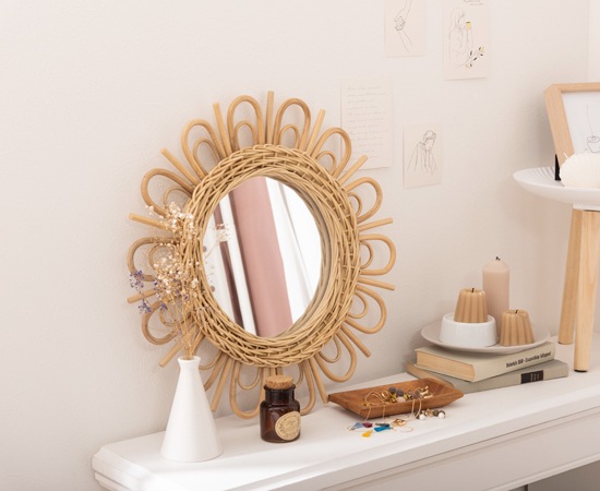 ラタンミラー（Cタイプ）｜鏡｜ミラー｜天然素材｜ラタン｜ウォール