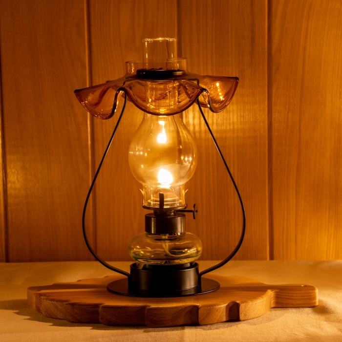 2分笠付き置きランプ アンバー | 北一硝子 まごころお届け便