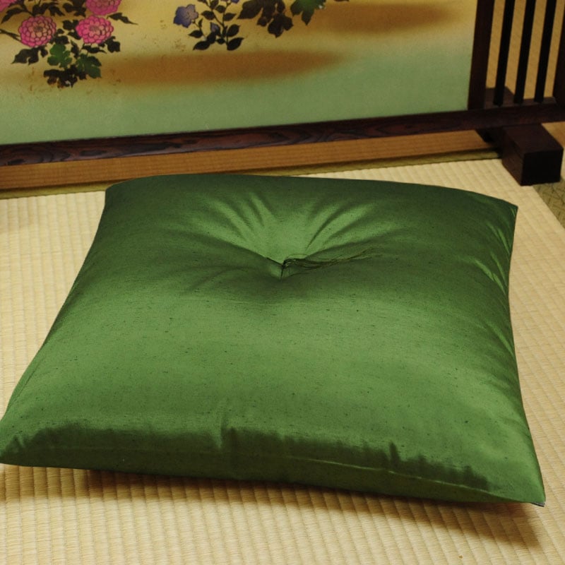 座布団 先染め織物『紬カラー』 鶯色（うぐいすいろ） | 座布団