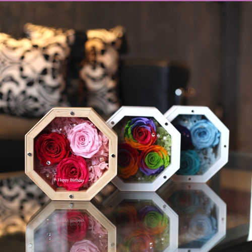 ピンクローズ プリザーブドフラワー 8角BOX | プリザーブドフラワー