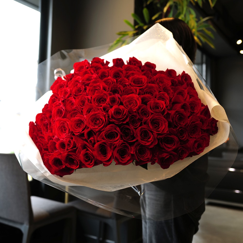 赤薔薇 100本の花束 | バラ・生花,赤薔薇,花束 | ROSESHOP 青いバラ