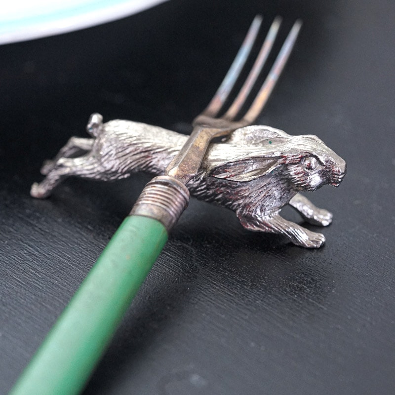 超レアなシルバーメタルのうさぎのカトラリーレスト6個セット gc-1445