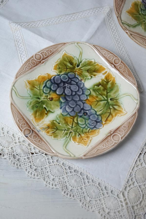 フランスバルボティーヌブドウのプレートW20cm19C後期頃 W20cm gc