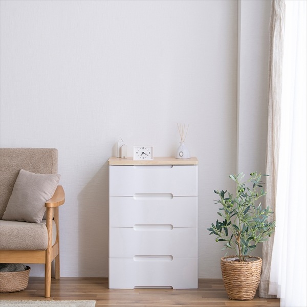 ウッドトップチェスト 4段 HG-554 ホワイト｜SIMPLE STYLE (シンプル
