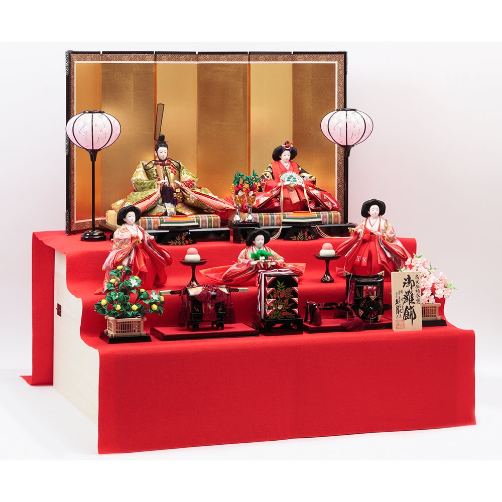 ワダエミ監修 毛氈三段 親王官女飾り 3HR-G63 | 段飾り | 【公式