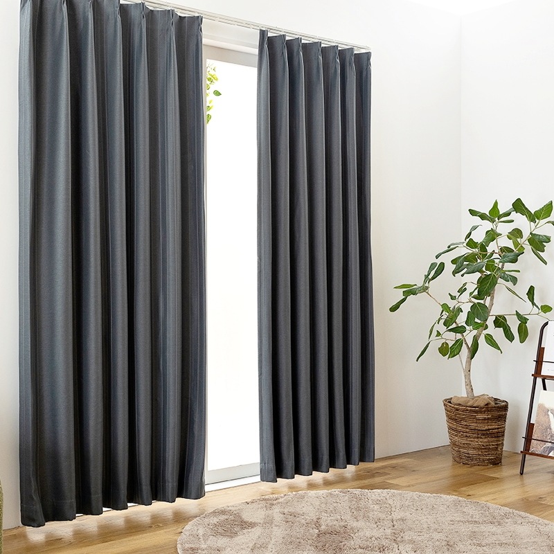 防炎＞モダンインテリアにおすすめストライプ柄遮光3級カーテン