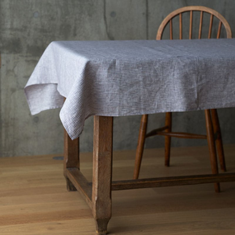 リネンテーブルクロス(L) グレーホワイトストライプ／fog linen work