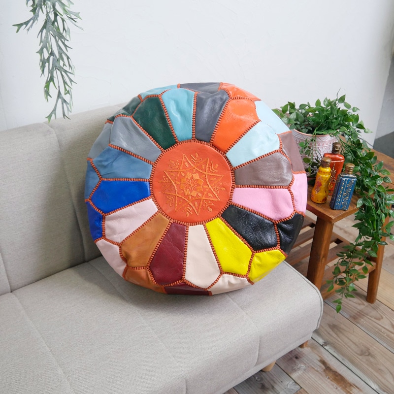 モロッコ レザープフ クッションスツール｜マライカ公式通販