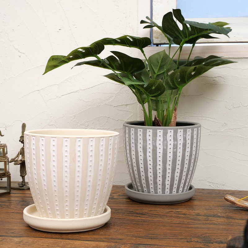 ストライププランター（受皿付）｜マライカ公式通販