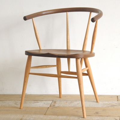 カフェチェア/椅子 ウォールナット+オーク オイル塗装/ウレタン塗装
