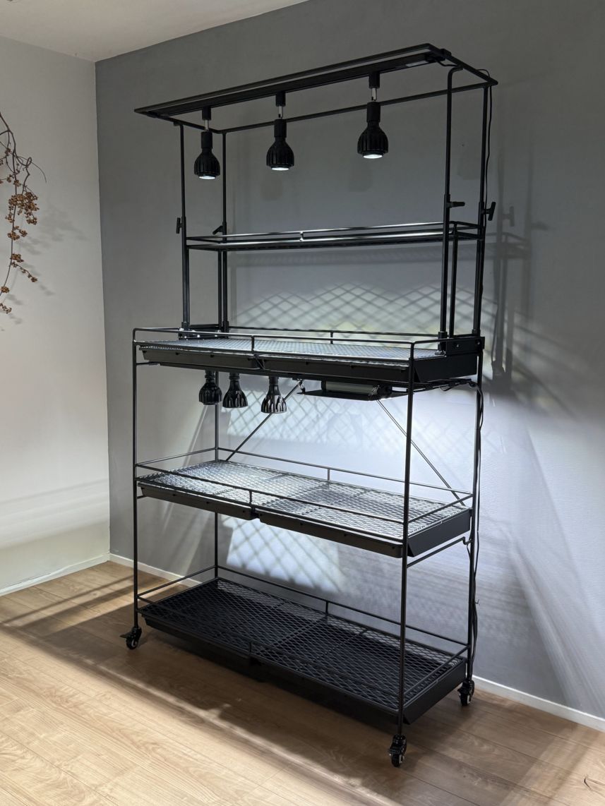 全段水受けトレー付き植物棚 ライティングレール ボタニカルシェルフ