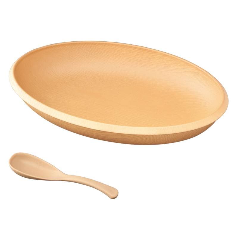 こもれび オーバルプレート ナチュラル 26.2cm スープスプーン付き 食