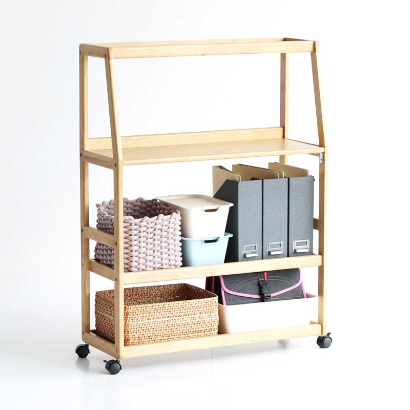 北欧風キャスター付き4段シェルフ｜省スペース＆移動ラクラク
