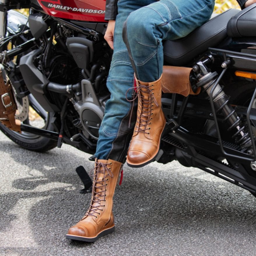 バイク 【NEW】レディースセミロングブーツ[HS-B18] ブーツ,本革ブーツ