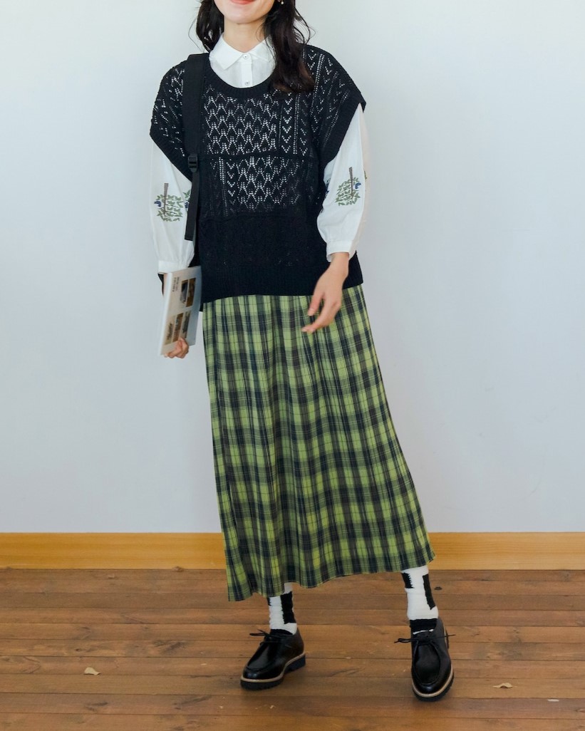 ケイット / 無地・チェック柄プリーツスカート | ITEM,Bottoms