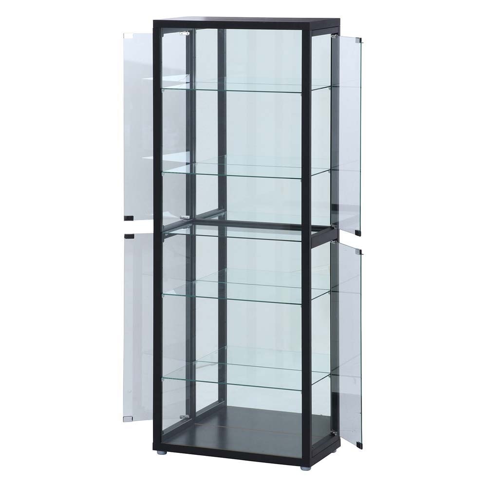 不二貿易 ガラスコレクションケース6段 4つ扉 大型 ブラック 98884