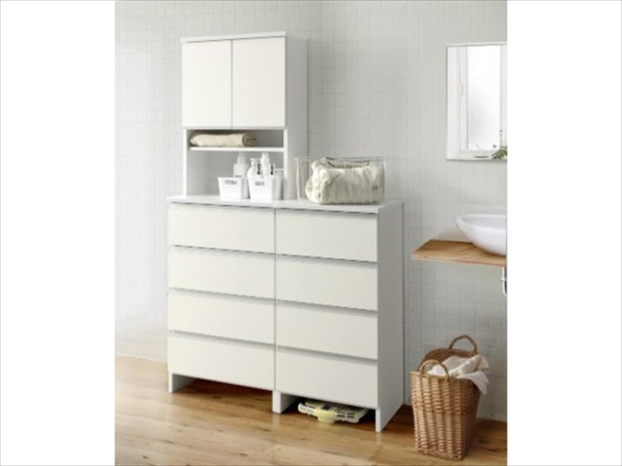 ランドリー チェスト サニタリー収納 【ポケット 55LO】 幅55cm 奥行