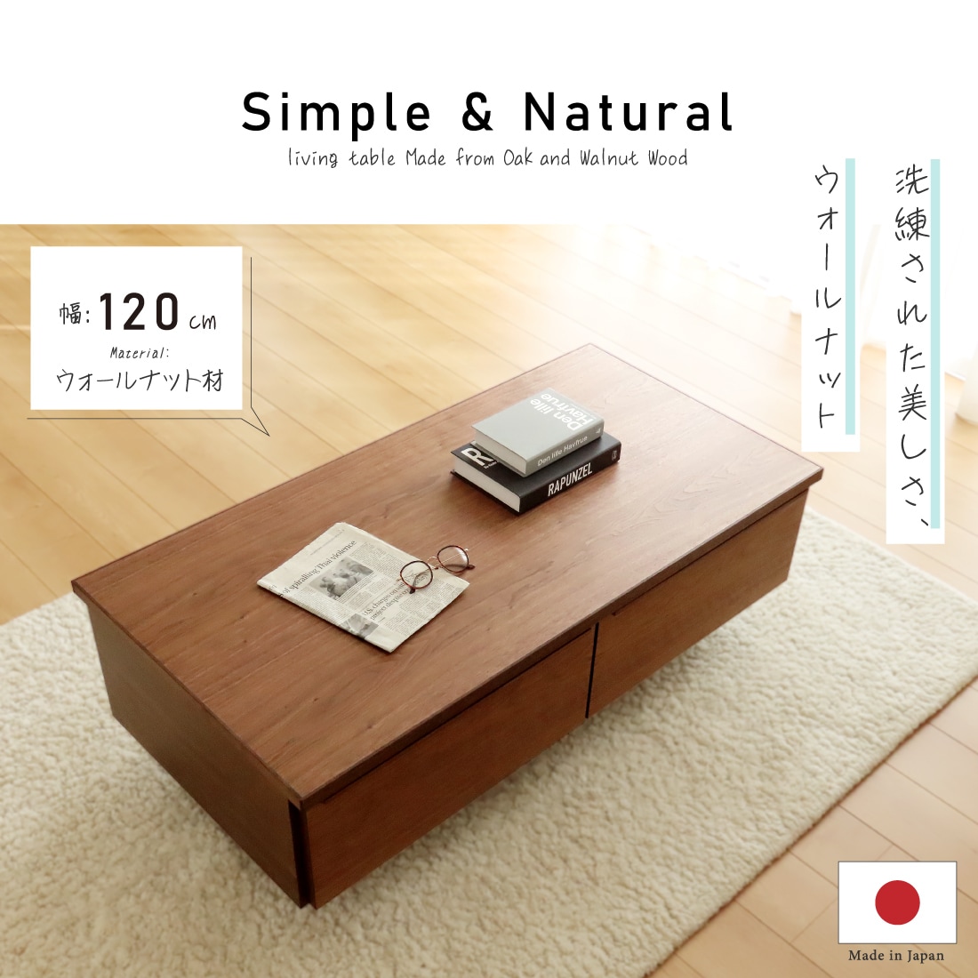 テーブル 国産 リビングテーブル 収納 付 センターテーブル ロー