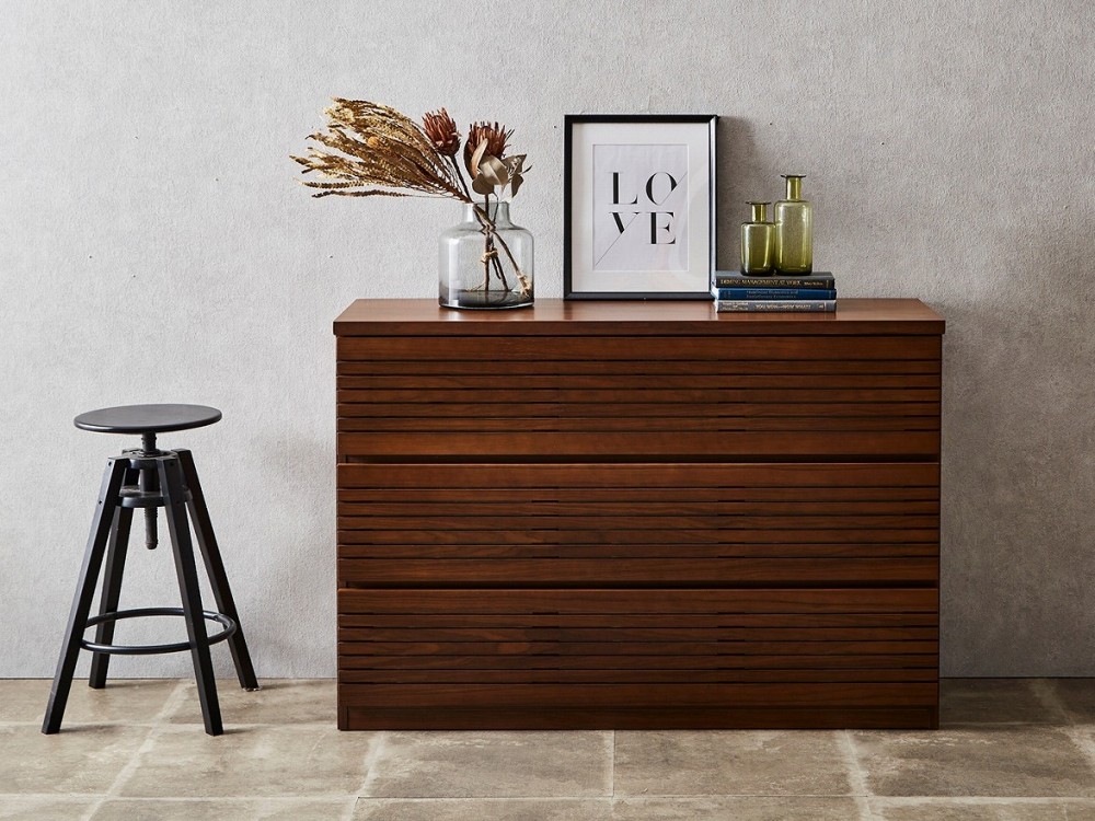 送料無料／ 120cm幅 チェスト 3段 収納ケース 引き出し 収納棚 衣装