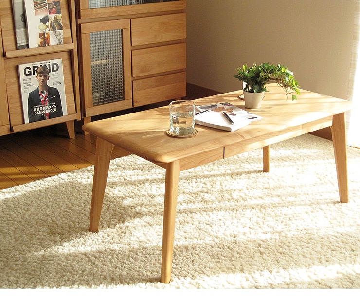 センターテーブル アルダー 無垢 幅95センチ リビングテーブル