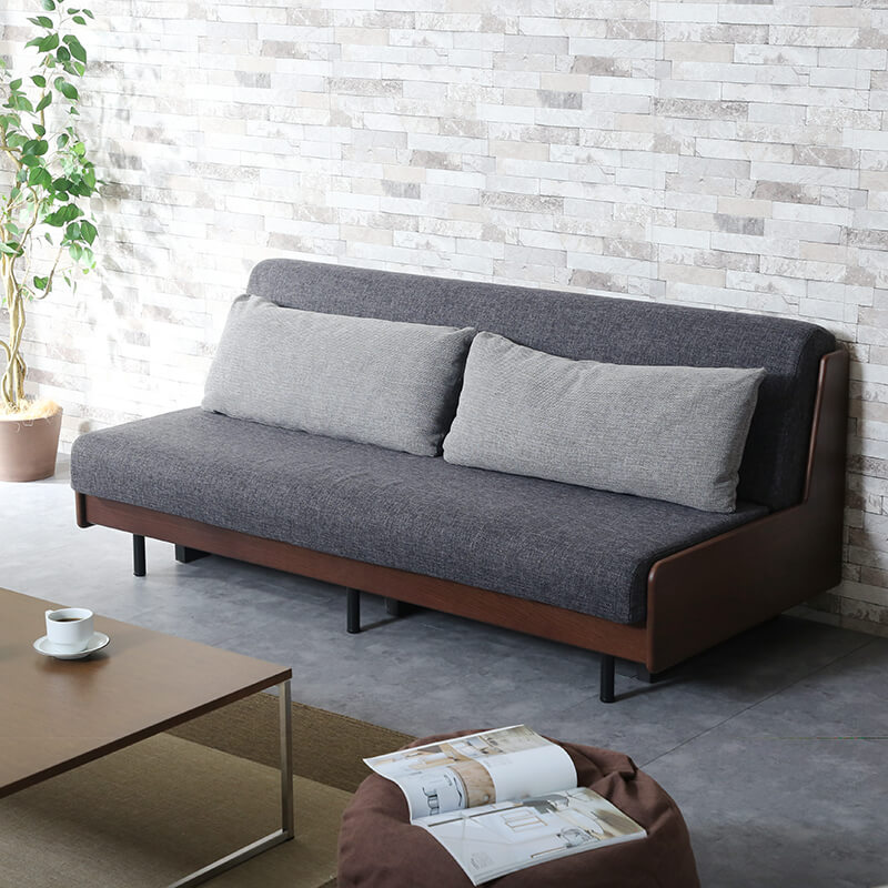 開梱設置無料]【大川家具】3人掛けソファベッド 200cm幅 リトモ 張地全