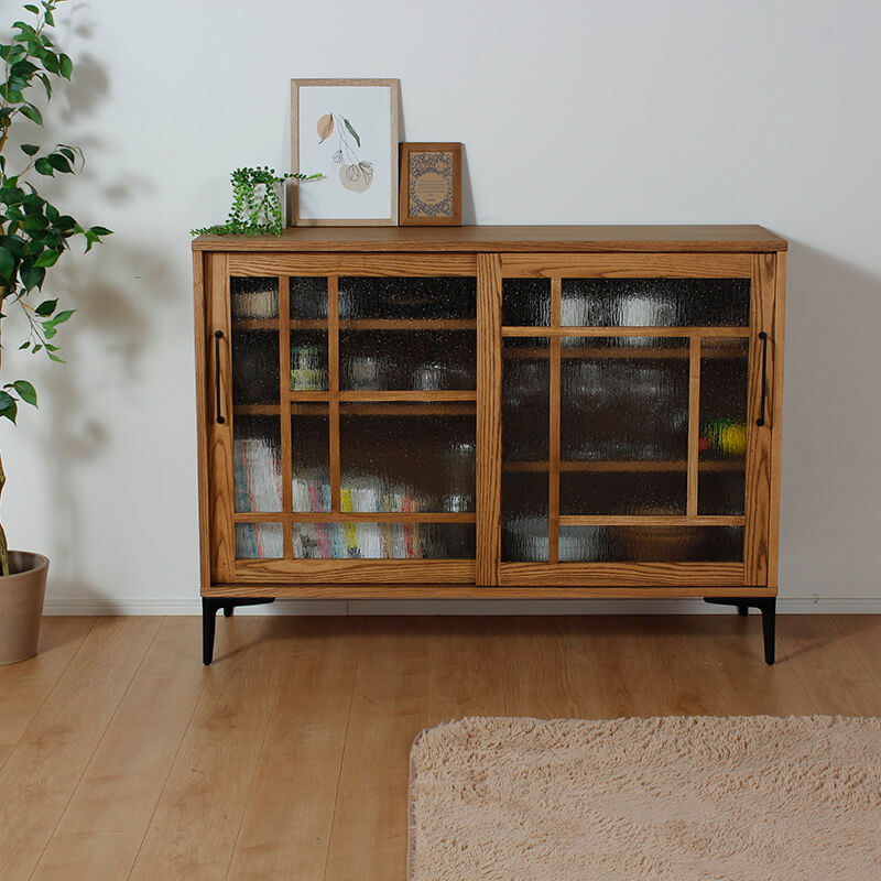 開梱設置無料]【大川家具】キャビネット 85/120cm幅 アミコ アッシュ