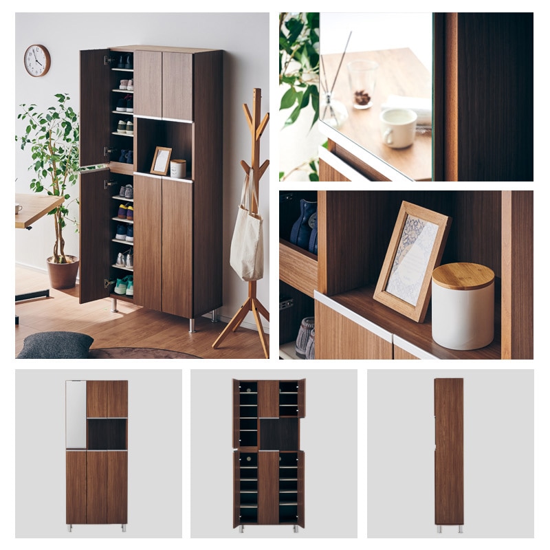 大川家具】シューズボックス 75cm幅ハイタイプ レイア [土井インテリヤ