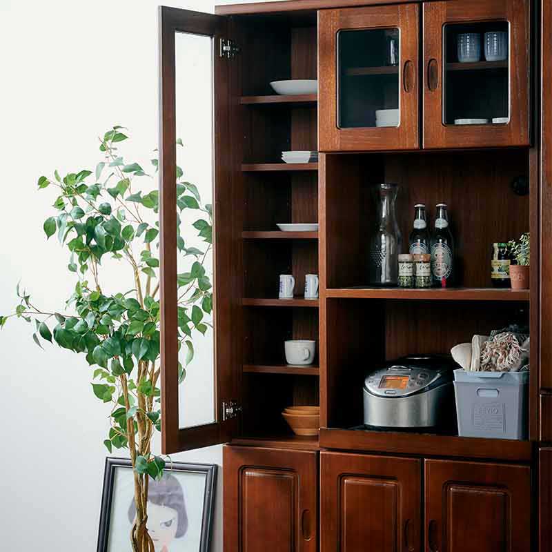 大川家具】キッチンラック 90cm幅 セレイア ブラウン/ホワイト[中村敬