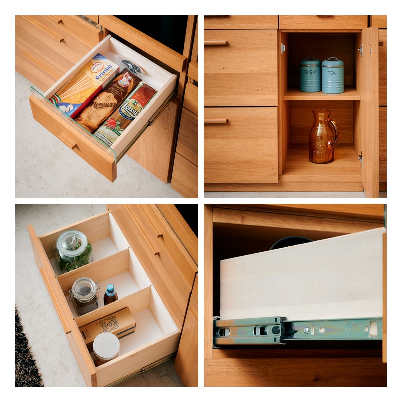 大川家具】キッチンボード 105cm幅 ハウタ ホワイトオーク[東馬