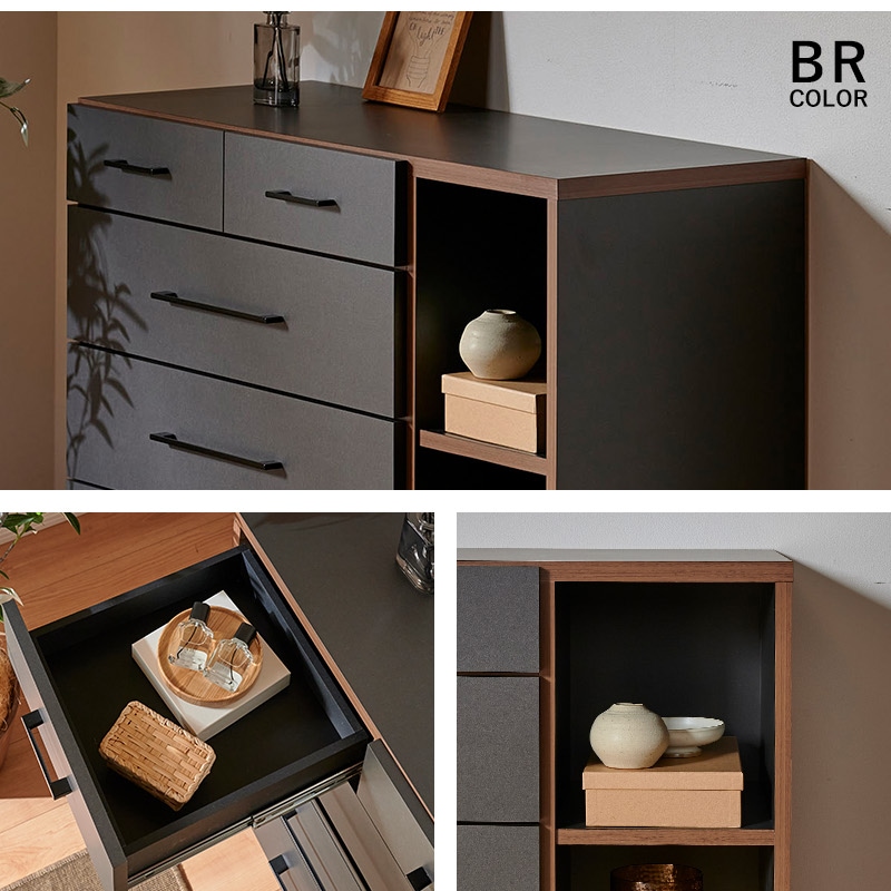 大川家具】チェスト 110cm幅4段 メヌエット ナチュラル/ブラウン[サン