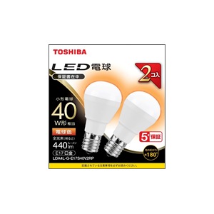 東芝 LED電球 ミニクリプトン形 E17 40W形 電球色 LDA4L-G-E17S40V2RP