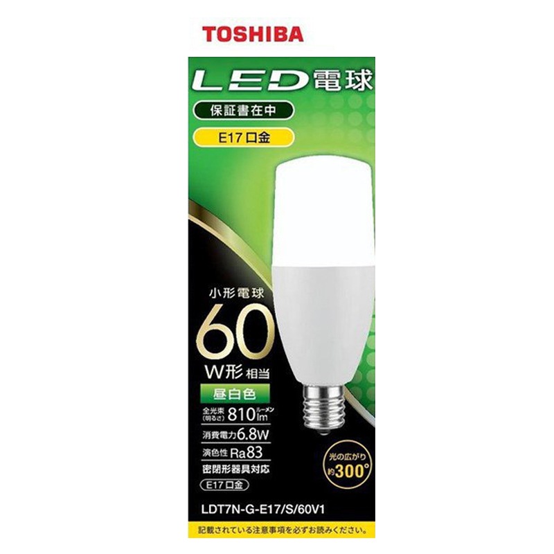 東芝 LED電球 T形 E17 60W形相当 昼白色 LDT7N-G-E17/S/60V1