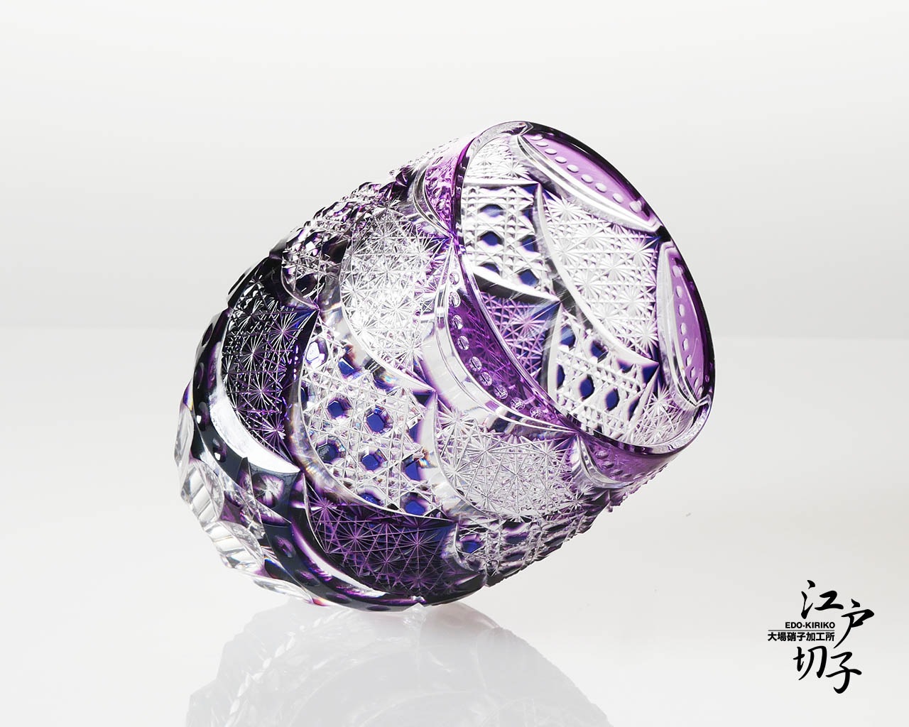 江戸切子 ロックグラス｜江戸切子の通販｜樽型2層被せ カーテンコール