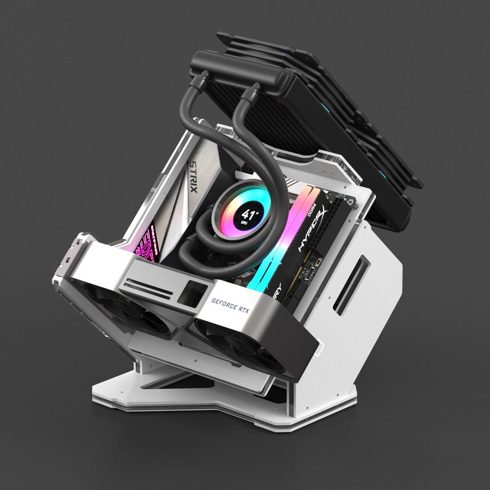 GEEEK Rhino S Mini ITX Open Air Frame Case White | PCパーツ,PC