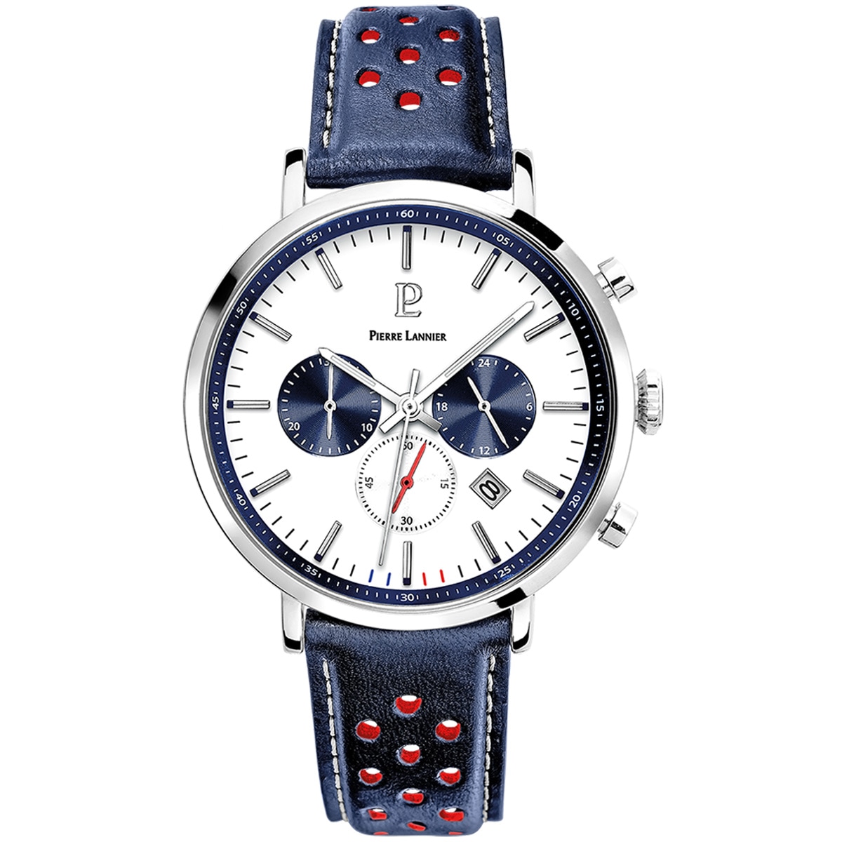 BARON クロノグラフ メンズ 腕時計 クオーツ 革ベルト パンチング