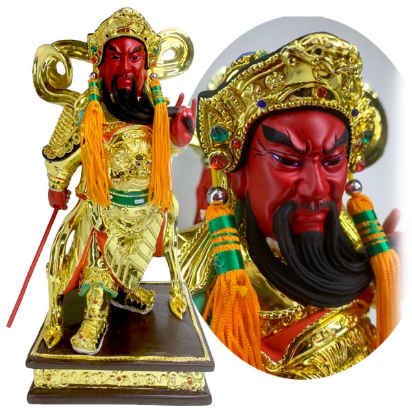 黄金関羽立像22cm【送料無料】（沖縄別途1000円）|関羽像,三国志,廟