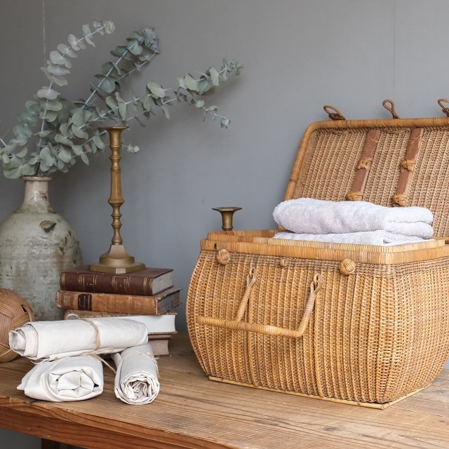 籐の大正バスケット 煎茶籠｜古雑貨,籠 バスケット｜古家具