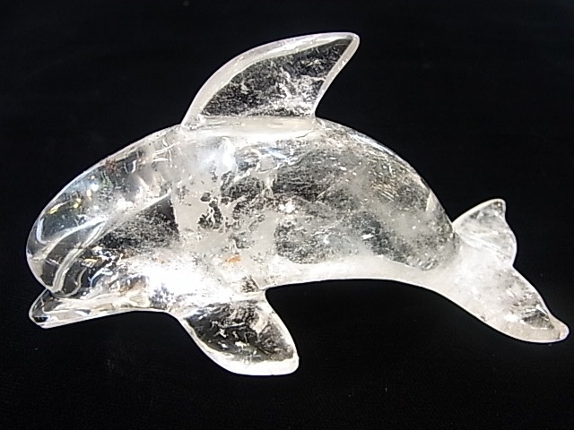 天然石水晶のイルカ 置物 彫物NO.120405 天然石水晶のイルカ 置物 彫物