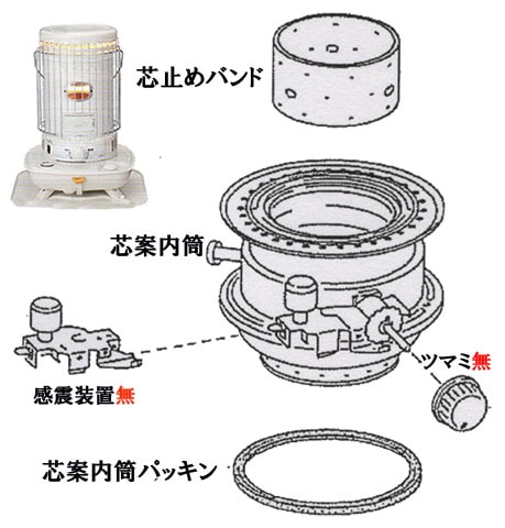コロナ【部品】対流型石油ストーブSL-6619用部品：芯案内筒/芯止め