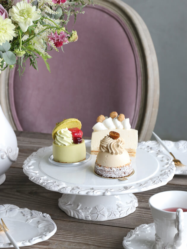 ELIOS MYFLOWER エリオス マイフラワー ケーキスタンドホワイト W23cm