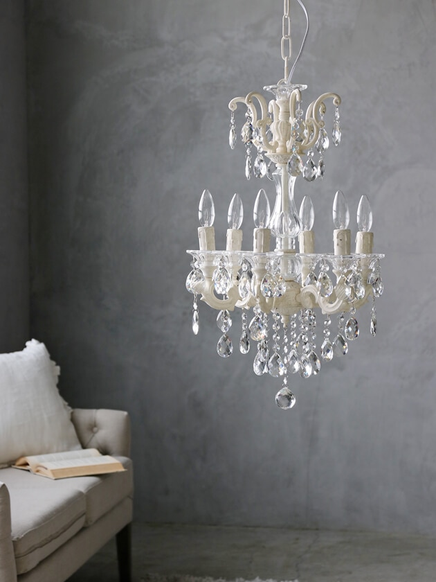 SGDシャンデリア6灯シャビーホワイト- サラグレース-