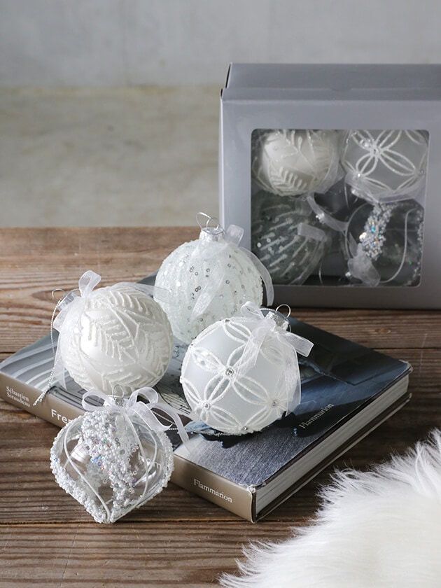 ガラスオーナメント8cmアソート4個セット