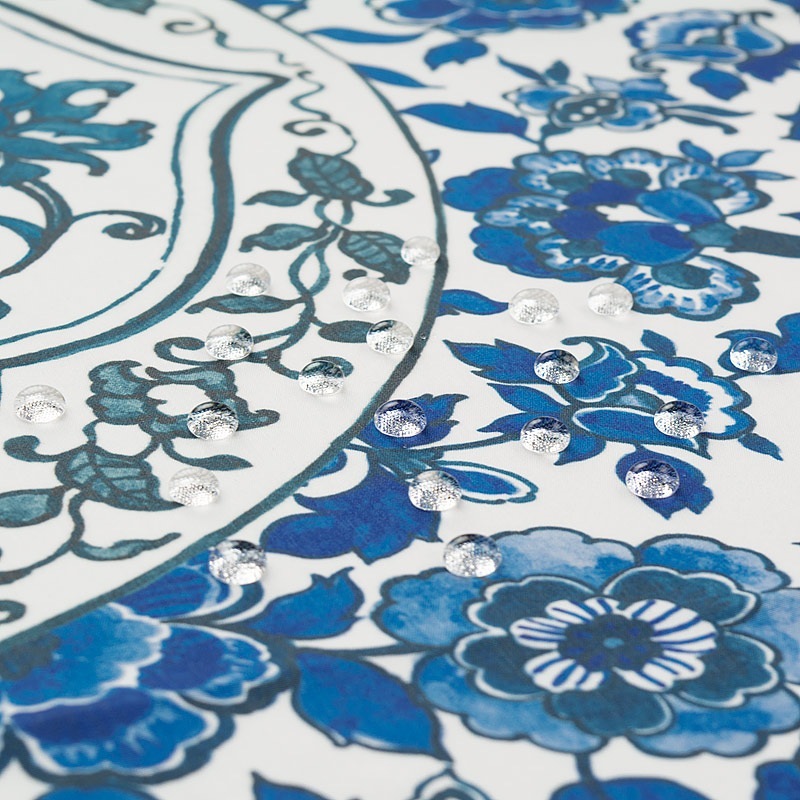 超撥水風呂敷 【ながれ】 平織／染付更紗 ギフト最適品 |紡 (TSUMUGU