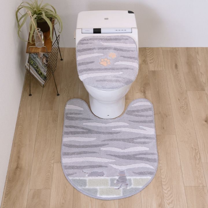 SDS 和にゃんこ サバ トイレ2点セット ロングトイレマット+兼用