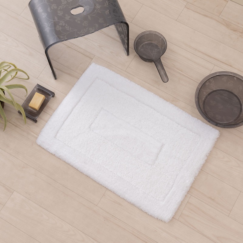 バスマット】約55×85cm ベージュ/ホワイト M+home プレミアール