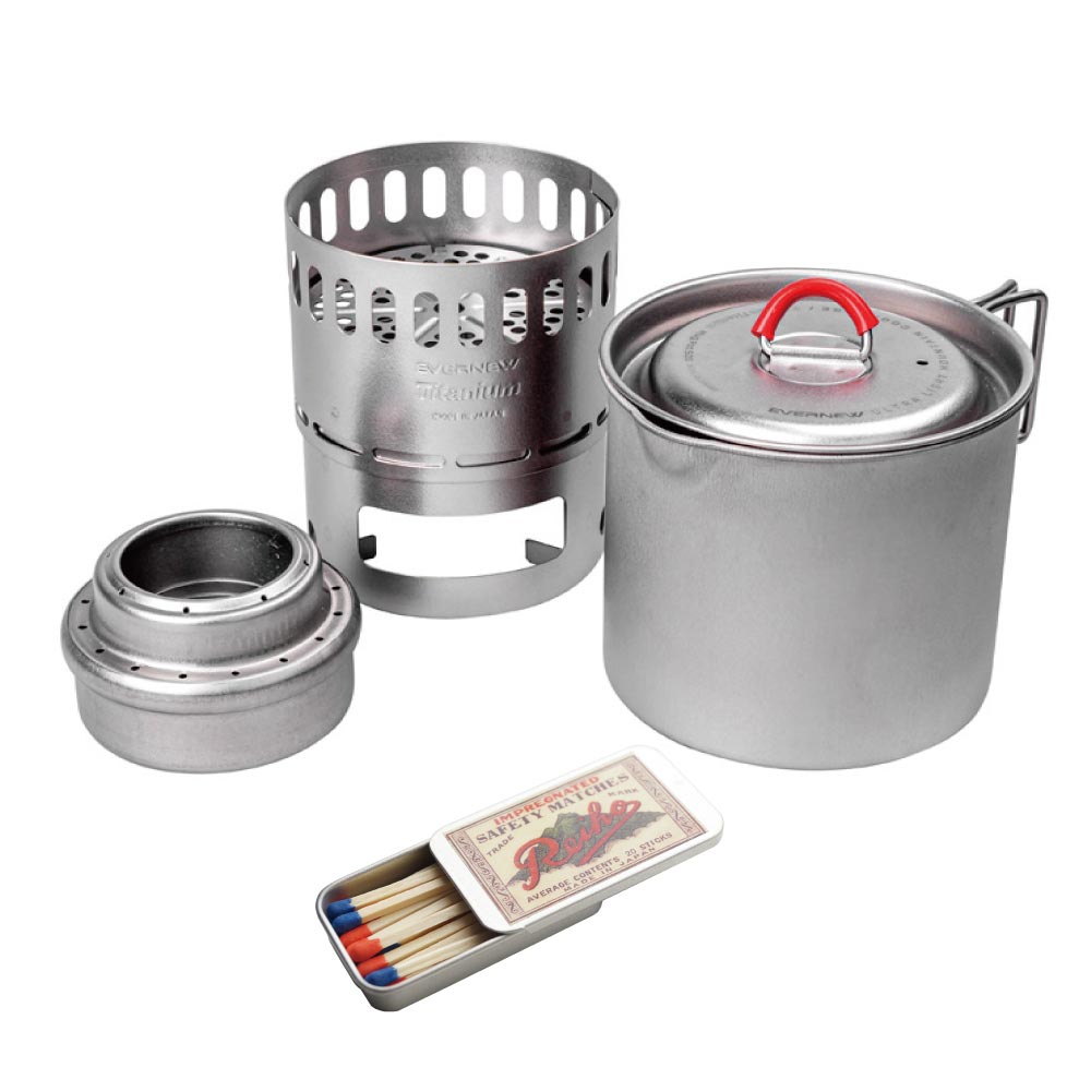 エバニュー チタンアルコールストーブ + チタンポット500(RED)セット